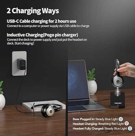 Zestaw Bluetooth z Mikrofonem Redukcja Szumów Baza Ładująca 32h