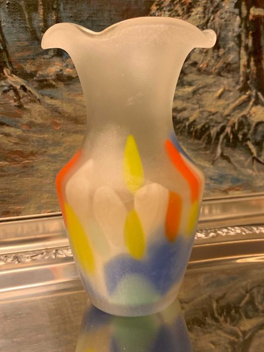 ваза стеклянная цветное стекло кобальт Германия