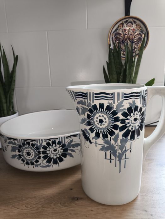 Stary antyczny zestaw toaletowy dzbanek i misa  art deco