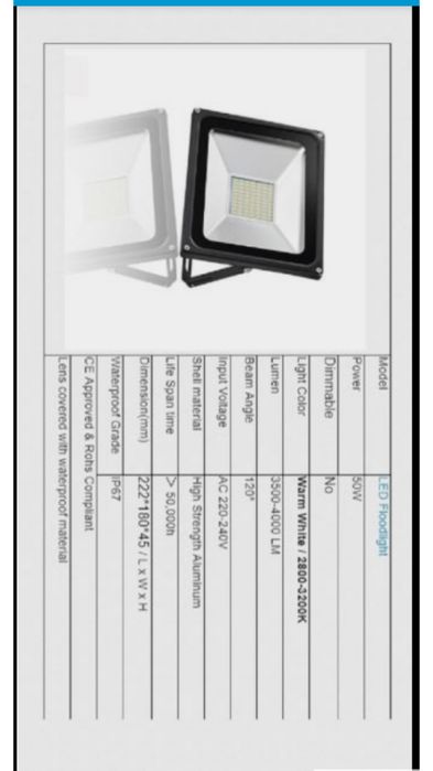 Projetor foco led com sensor 50W IP 65