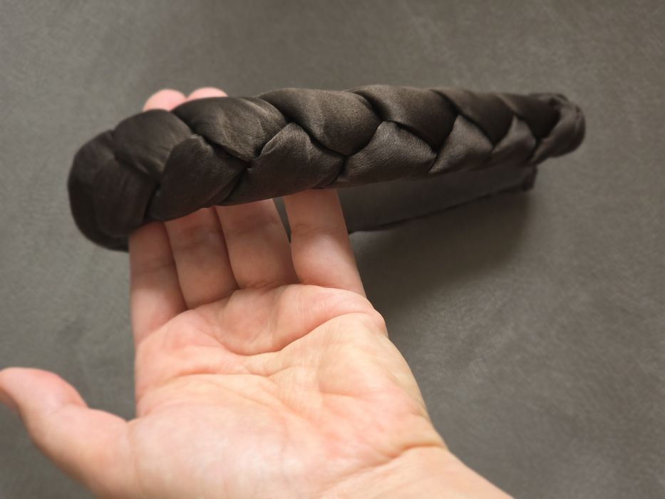 Opaska do włosów jedwab brązowa pleciona