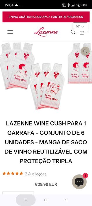 6 sacos proteção garrafas Lazenne