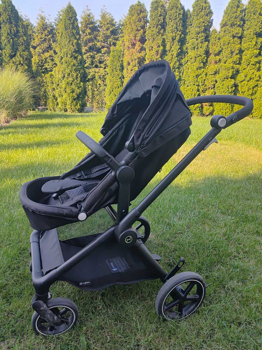 Wózek Cybex Eos 3w1 Głęboko -spacerowy, czarny, adaptery, fotelik aton B2 I-size Moon Black