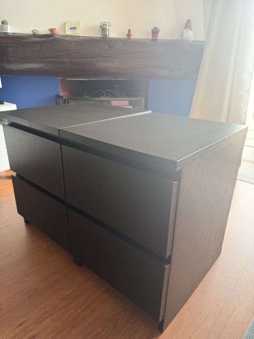 2 x Mesas Cabeceira Ikea Malm Pretas Excelentes Condicões Conservação