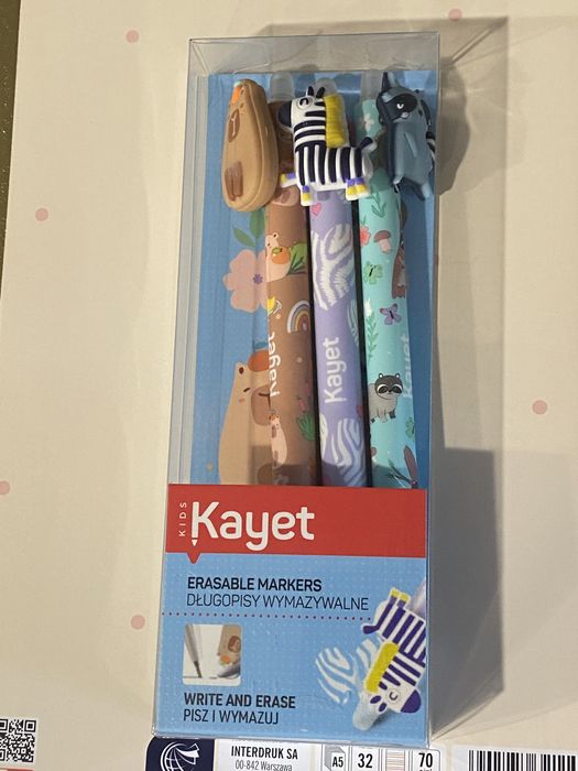 Długopisy Kayet zmazywalne z gumką i powłoką soft touch 3 szt.