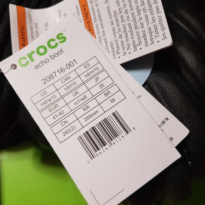 crocs echo boot termiczne buty zimowe śniegowce 41/42 black/black