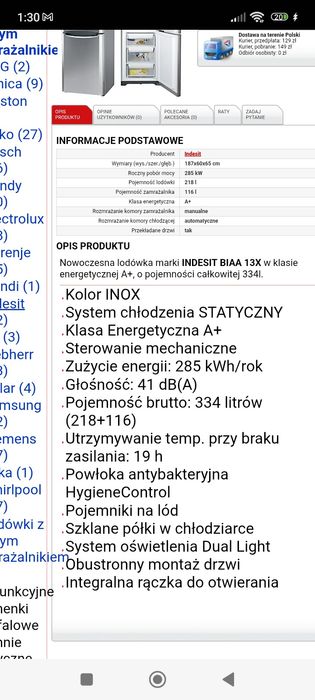 Lodówka Indesit sprawna