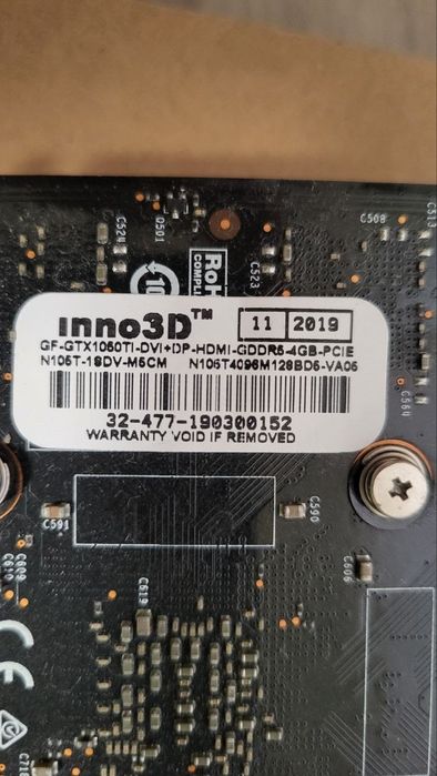 GeForce GTX 1050 Ti 4GB Inno3D, повністю справна, коробка.