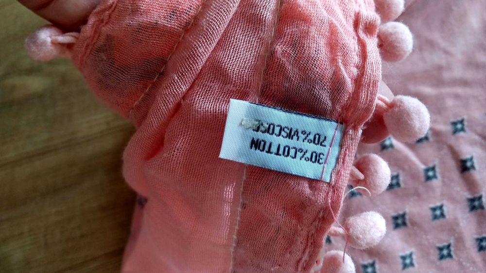 Szal, apaszka z frędzlami łososiowa