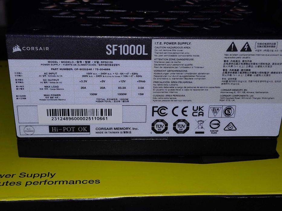 Блок питания Corsair SF1000L (вентиль Noctua, sfx-l формат) + подарок!