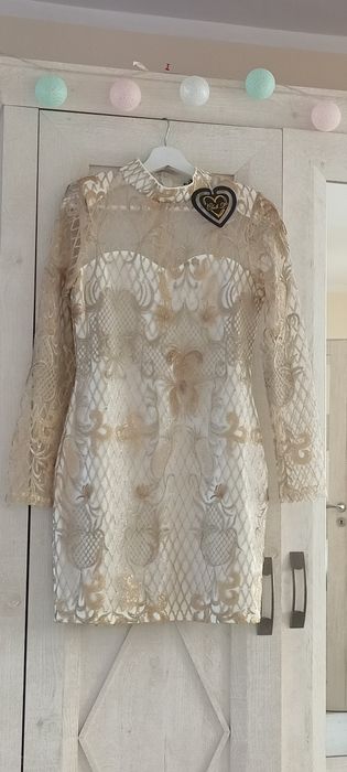 Sukienka na imprezy ślub chrzest wesele piękna styl Glamour koronka