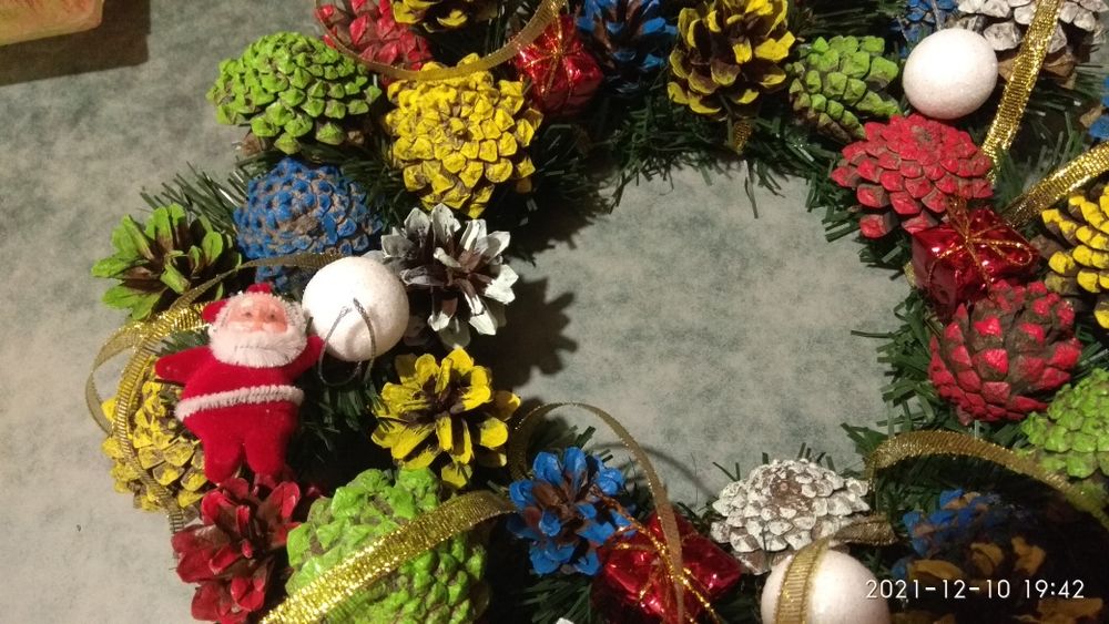 Новогодний венок , на основе из искусственной елки 10% допомога на ЗСУ