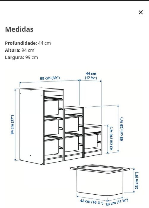 Móvel em escada com caixas de arrumação Ikea