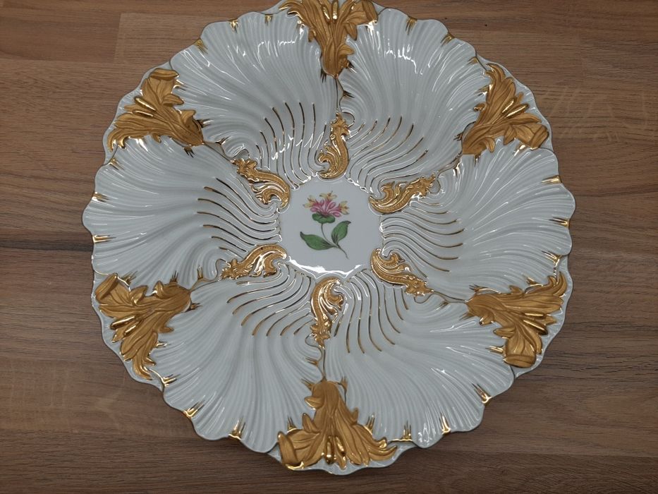 Miśnia MEISSEN złocona patera talerz relief zabytek