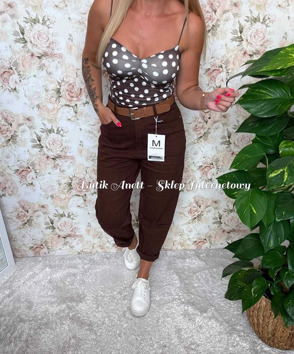 Brązowe Jeansy Balloon Skinny, XS  M. Sara