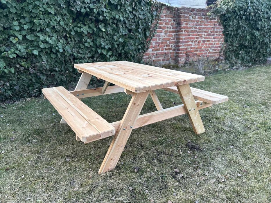 Stół piknikowy 1,5m drewniany gruby ława biesiadny piwny stabilny nowy