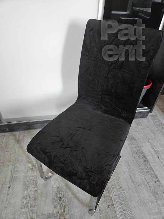 Pokrowce na krzesła miękkie welurowe czarne 4 sztuki welvet