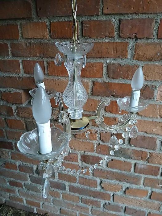 3 ramienny żyrandol szklany styl Glamour rokoko Vintage