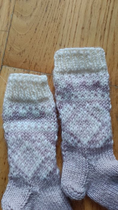 Ręcznie robione skarpetki wełniane 12 cm 18 rozmiar 9 miesięcy handmad