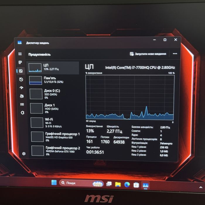 Як новий! Ігровий ноутбук MSI i7 7700, Gtx 1060 6Gb