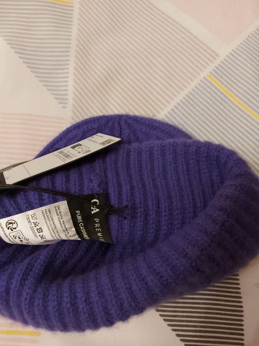 Czapka gruba zimowa Beanie 100% Kaszmir