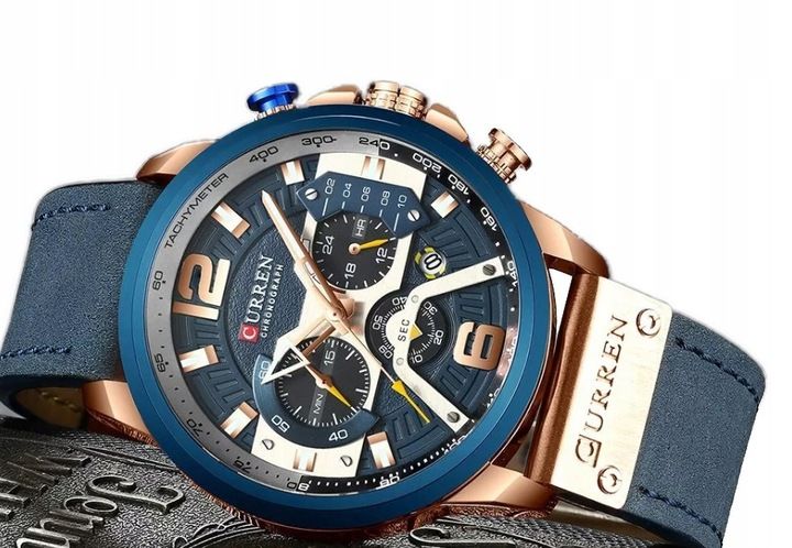 Curren Elegancki Zegarek Męski Datownik Chronograf
