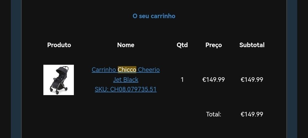 Carrinho dobrável CHICCO cheerio black