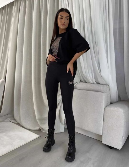 Legginsy damskie wiskozowe WOW czarne By Me rozmiar M