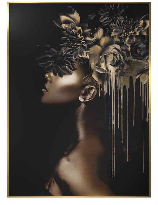 Obraz z motywem kobiety 50x70 zloty