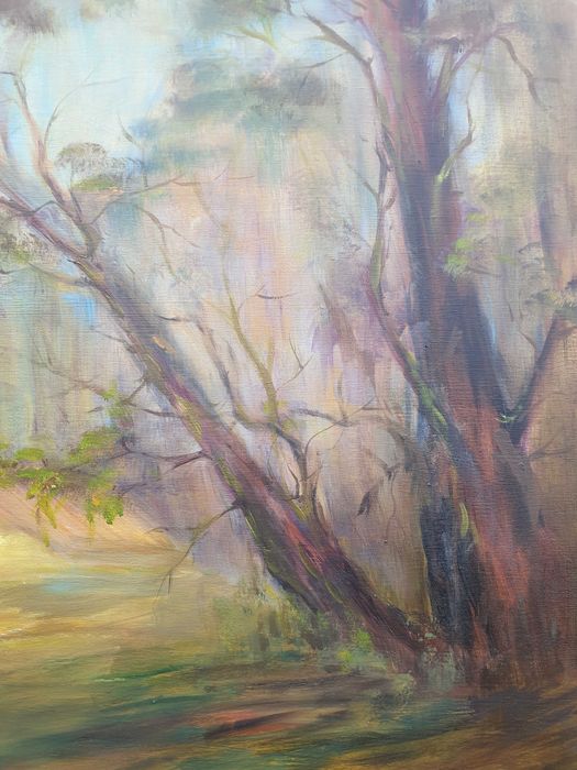 Obraz autorski oryginalny olejny Duży Las Runy 92x125 cm + rama