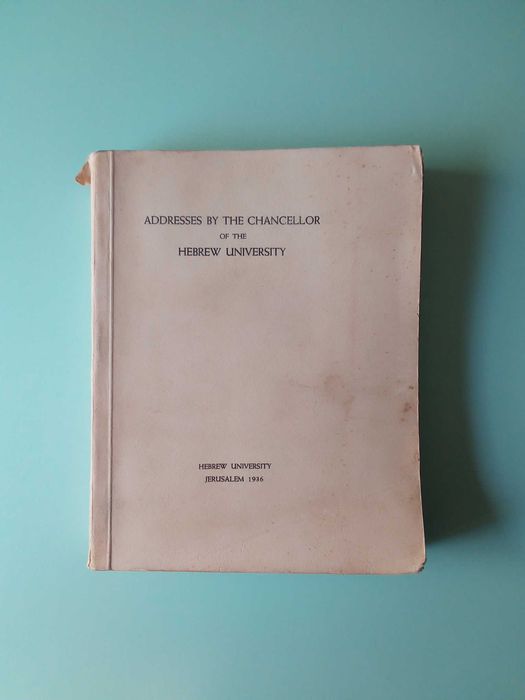 Livro "Addresses by the Chancellor of the Hebrew University"