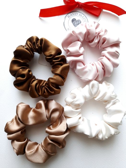 3+ 1 jedwabne gumki scrunchies silk jedwab naturalny satyna