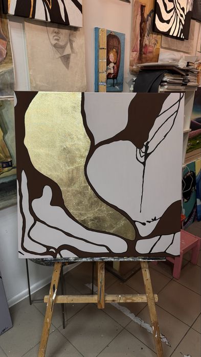 Картина в інтер‘єр “BREWED SERENITY” акриловий абстрактний живопис