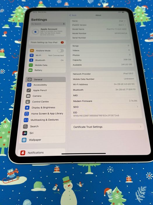 New IPad Pro 11 (M4), 256gb Silver Wi Fi + LTE Global 1000$