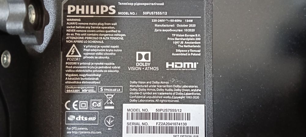 Philips tv Smart 50PUS7555/12 zestaw
