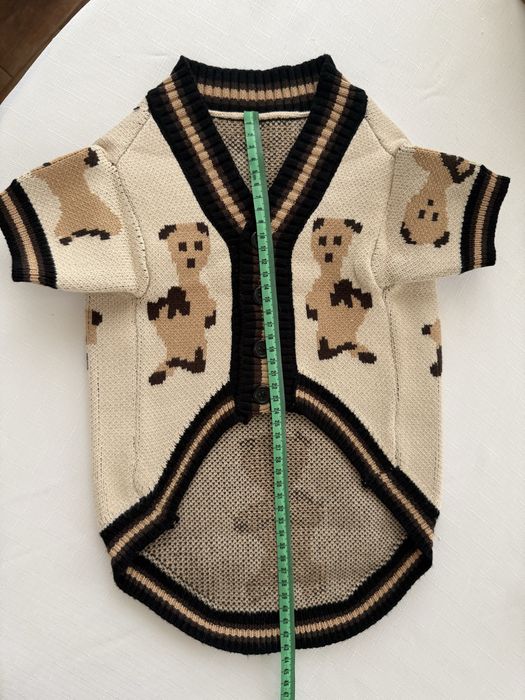 Светр коричневий беж у ведмедики для собак француз, коргі, кінг чарльз