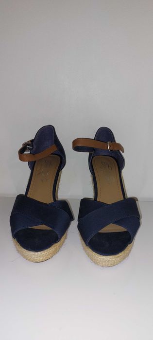 Sandały na koturnie espadryle granat Tommy Hilfiger 39 | NOWE