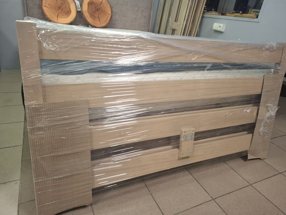 Nowe łóżka 140x200 drewniane kolor sonoma  z materacem sprężyna