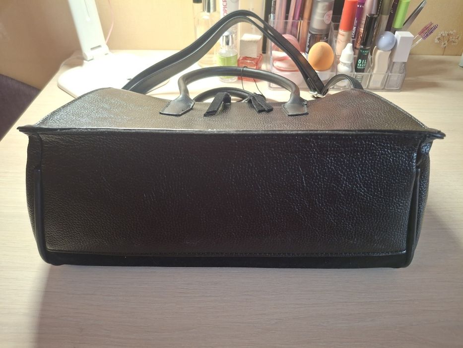 Сумка  женская черная кожа  замша натуральная  средний размер