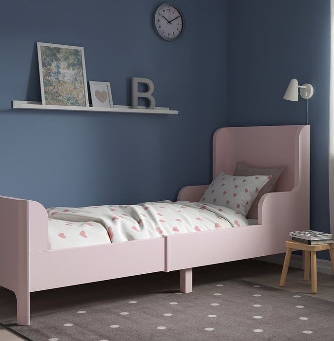 Cama BUSUNGE extensível, rosa claro, 80x200 cm
