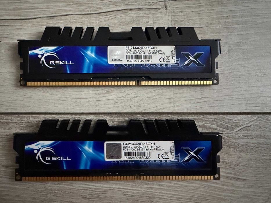 16 GB DDR3 (2x8GB Dual Channel) G Skill Rip Jaws X 2133 Mhz CL9