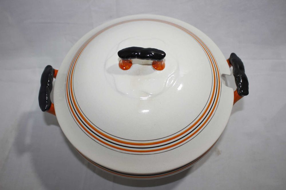 Terrina / Sopeira - Loiça Sacavem - Laranja preto - Design modernista