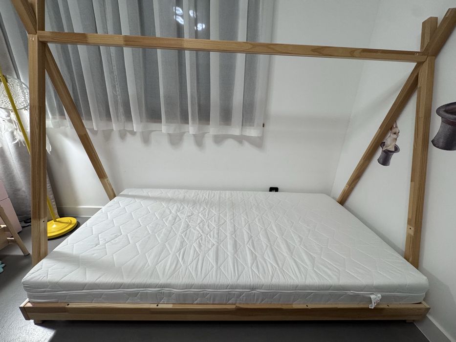 Łóżko Luletto Tipi z barierką płotek Duo 180/90 z materacem