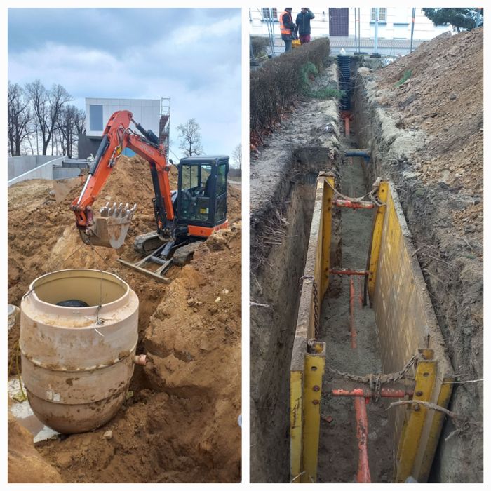 Uslugi koparką,przyłącza kanalizacji, wody,