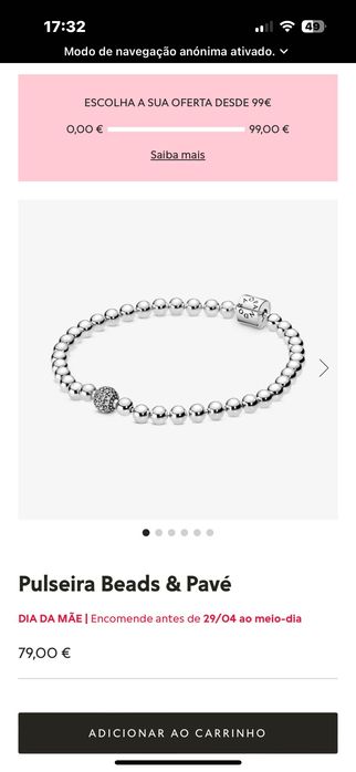 Pulseira de prata Pandora Beads & Pauvé