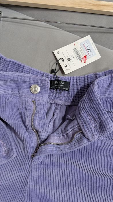 Шорти спідниця вельвет фіолетові bershka, розмір s/xs