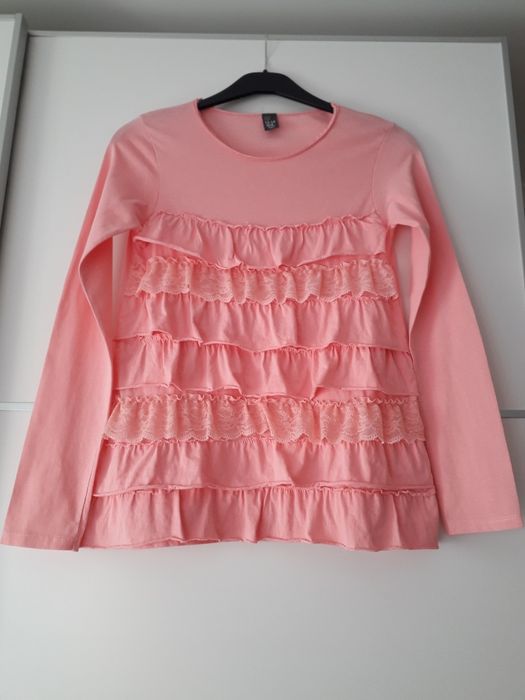 Camisola rosa velho com folhos