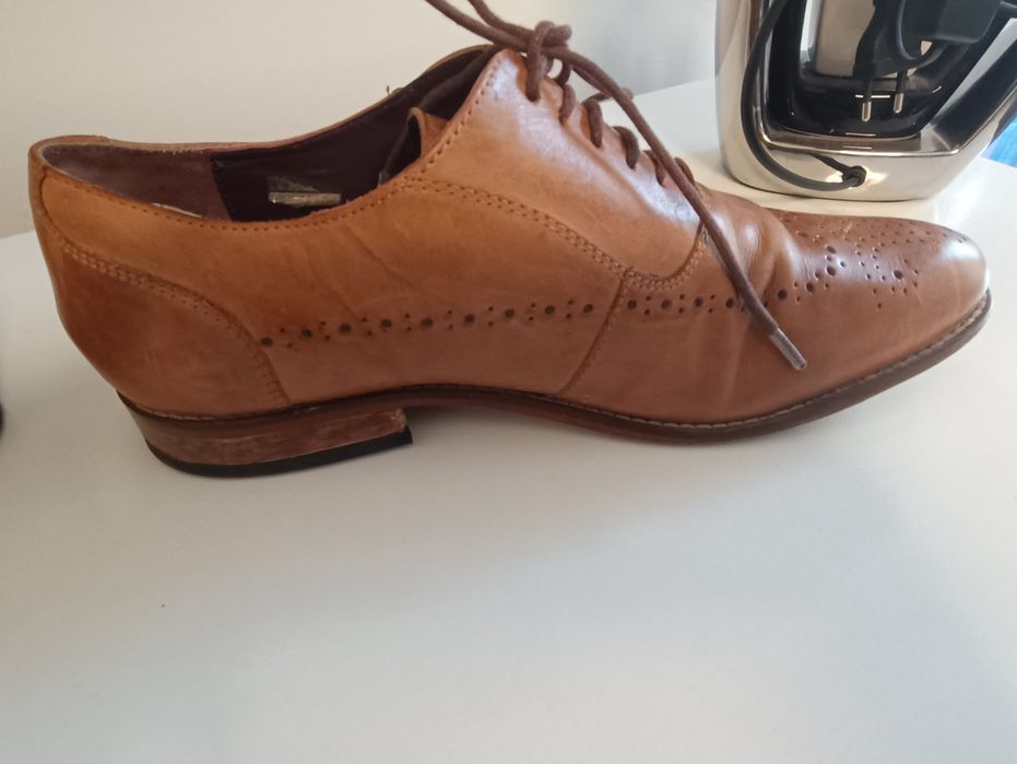 Gucinari Eleganckie Brązowe Skórzane Półbuty Męskie  BDB+ 41