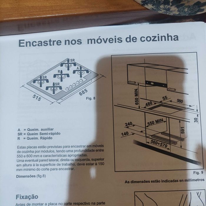 Placa de fogão a gás Zanussi built in