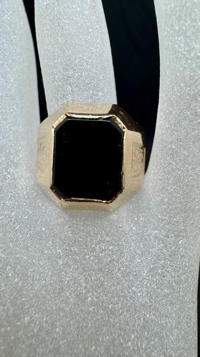 Męski złoty sygnet z czarnym kamieniem 14ct 585, 8,29g, rozmiar: 22
